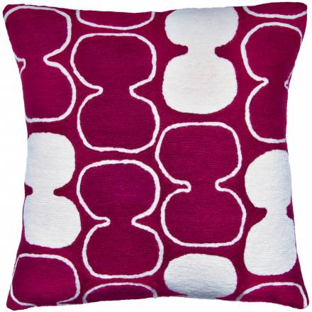 Judy Ross Textiles Hand-Embroidered Chain Stitch Tabla Outlined Throw Pillow claret/cream